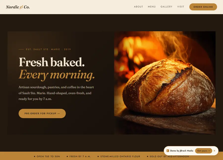 Nordic & Co. Bakery sample site preview