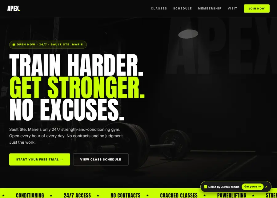 APEX Fitness sample site preview