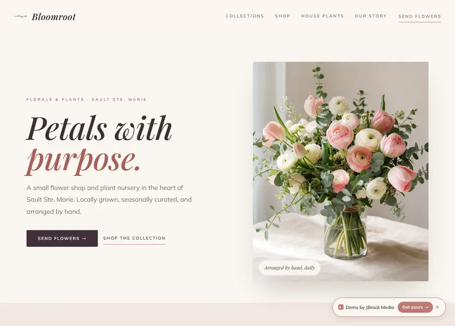 Bloomroot Florals sample site preview