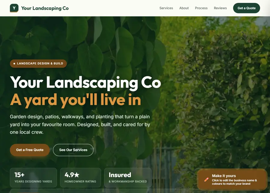 Landscaping sample site preview