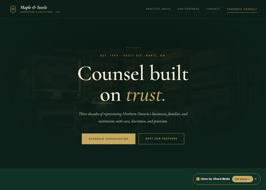 Maple & Steele LLP sample site preview