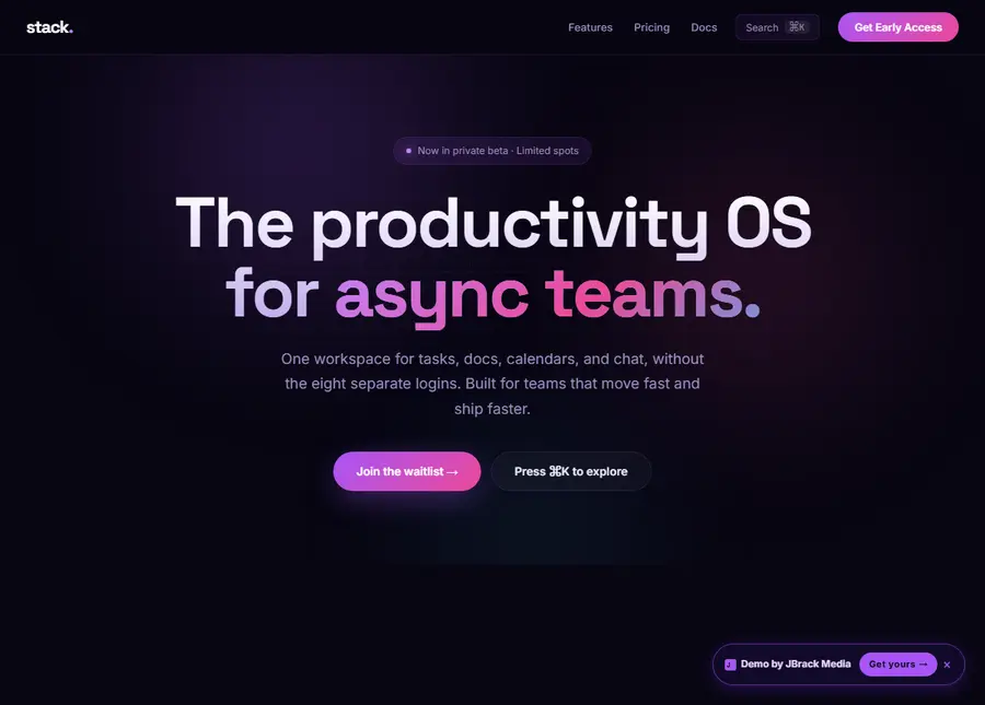 Stack SaaS sample site preview