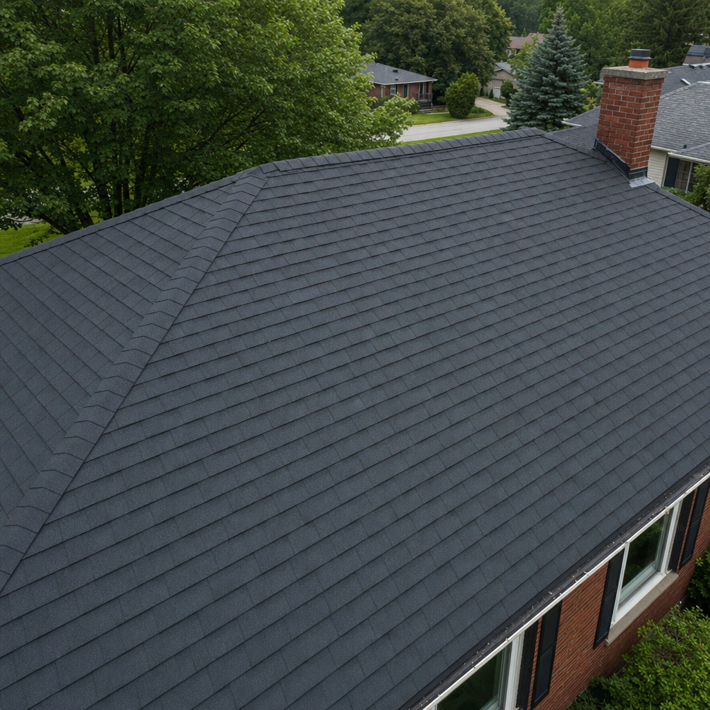 Roof after with new charcoal shingles