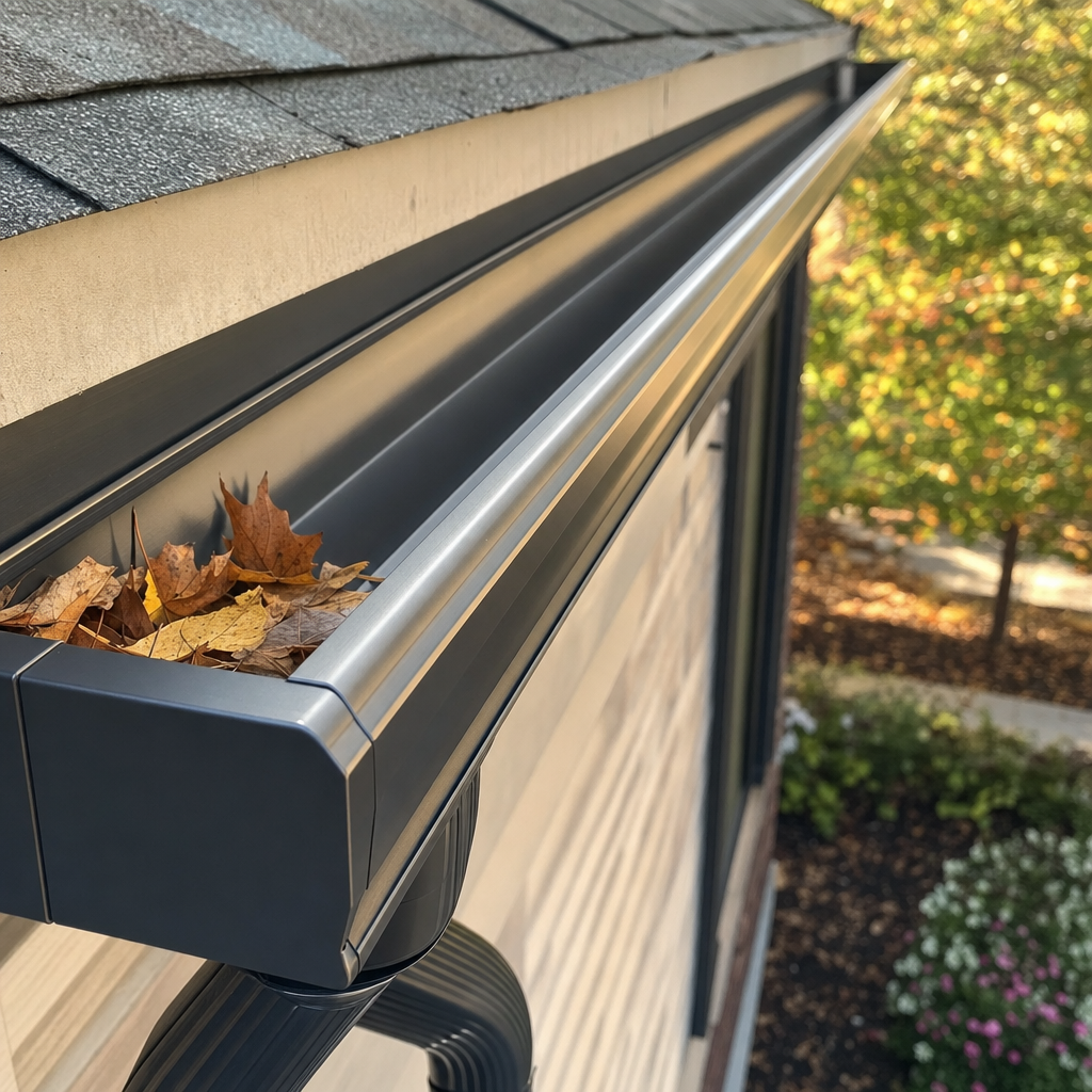 Eavestroughs with seamless aluminum gutter installation
