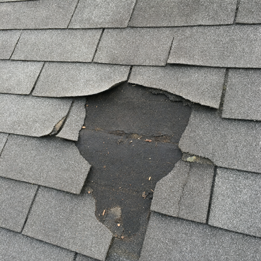 Roof repairs for missing shingles and damage